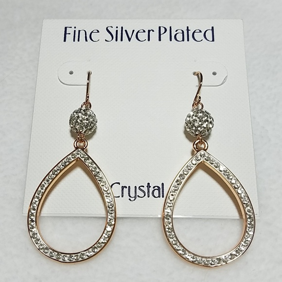 Jewelry - Rose Gold-tone And Crystal Dangle earrings